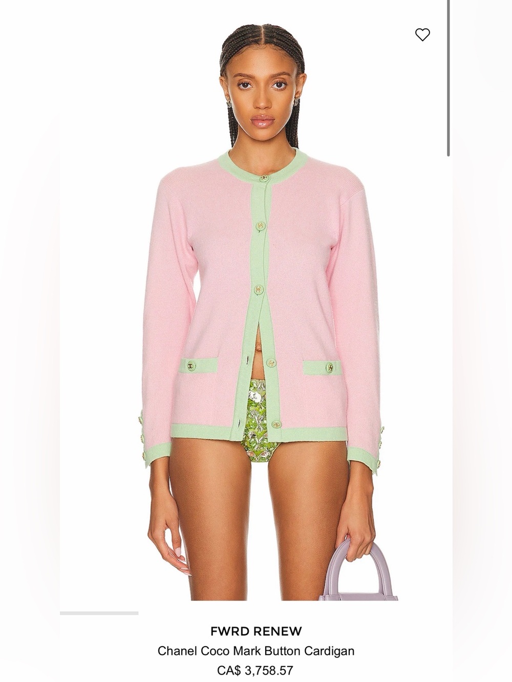 🛍️ CHANEL 90s Cashmere Coco Mark Button Cardigan with Gold Buttons - pink/ coral